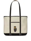 Polo Ralph Lauren Polo Bear Small Canvas Shopper Tote In Neutral