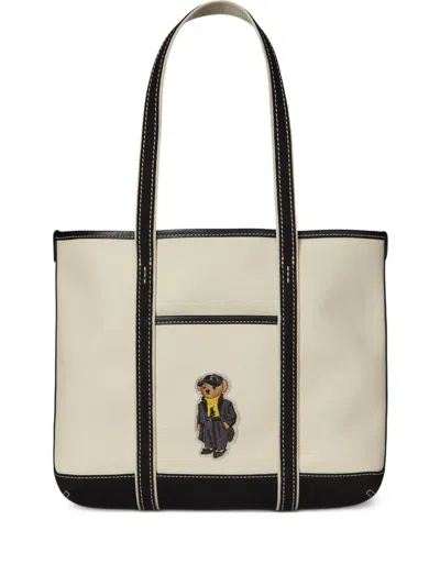 Polo Ralph Lauren Embroidered Tote Bag In Neutral