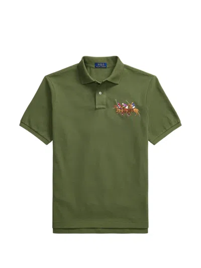Polo Ralph Lauren Embroidered Triple-pony Polo Shirt In Green