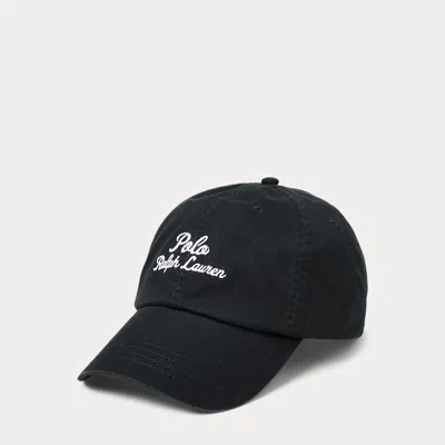Polo Ralph Lauren Embroidered Twill Ball Cap In Black