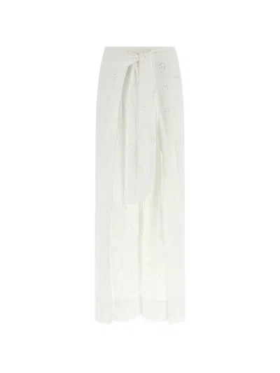 Polo Ralph Lauren Embroidered-lace Wrap Palazzo Pants In White