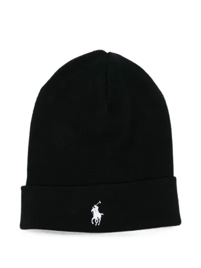 Polo Ralph Lauren Embroidered-logo Beanie Hat In Black