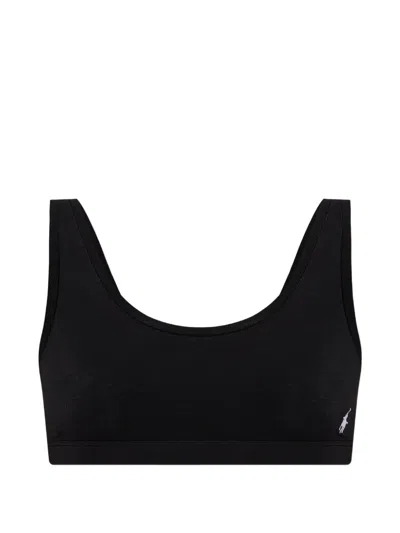 Polo Ralph Lauren Embroidered-logo Bra In Black