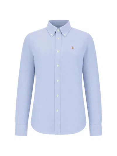 Polo Ralph Lauren Embroidered-logo Button-down Shirt In Blue