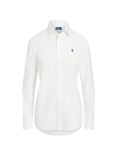 Polo Ralph Lauren Embroidered-logo Button-down Shirt In White