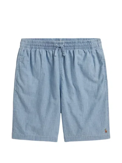 Polo Ralph Lauren Kids' Embroidered-logo Chambray Shorts In Blue