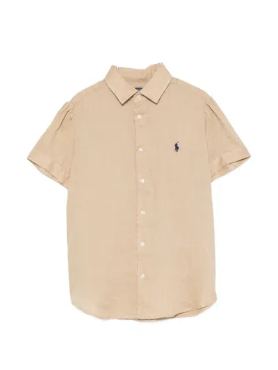 Polo Ralph Lauren Embroidered-logo Short-sleeve Shirt In Brown
