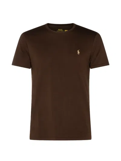 Polo Ralph Lauren T-shirt In Jersey Custom Slim Fit In Brown