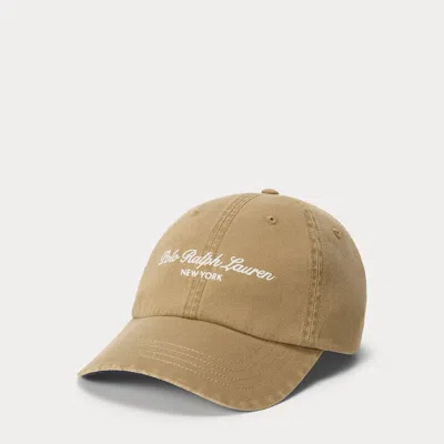 Polo Ralph Lauren Embroidered-logo Twill Ball Cap In Desert Khaki