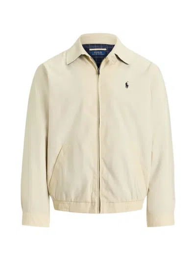 Polo Ralph Lauren Embroidered-logo Zip-up Ligthweight Jacket In Neutral