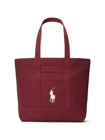 Polo Ralph Lauren Embroidery Tote Bag In Red