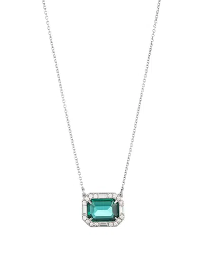 Polo Ralph Lauren Emerald Pendant Necklace In Silver