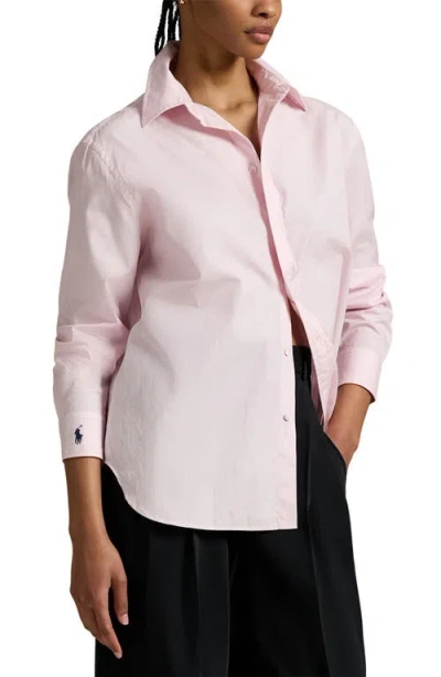 Polo Ralph Lauren End-on-end Oversize Fit Cotton Shirt In Pink