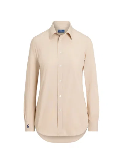 Polo Ralph Lauren End-on-end Stretch Slim Fit Cotton Shirt In Neutral