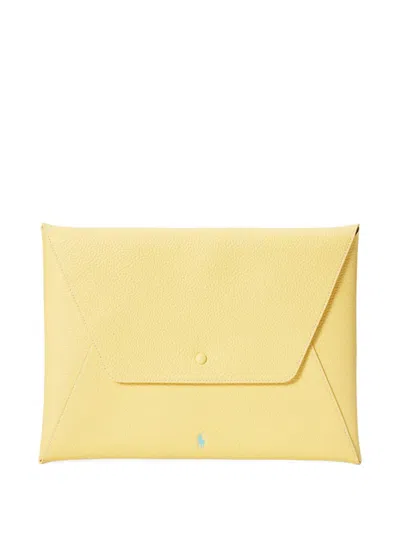 Polo Ralph Lauren Envelope Leather Pouch In Yellow
