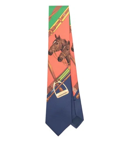 Polo Ralph Lauren Equestrian-print Silk Tie In Blue