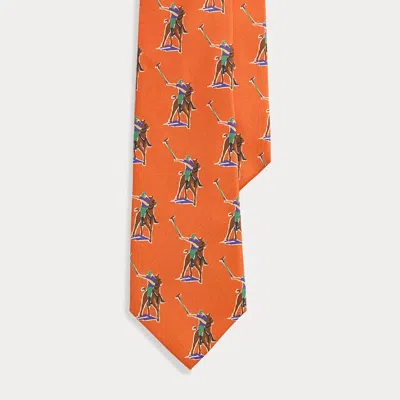 Polo Ralph Lauren Equestrian-print Silk Twill Tie In Orange