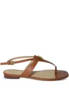 Polo Ralph Lauren Lauren Everley Camel Calfskin Sandals In Brown
