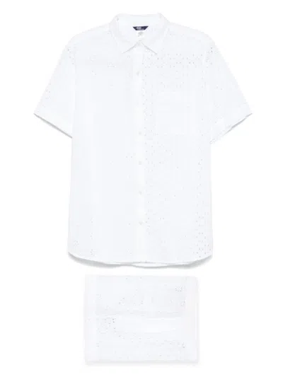 Polo Ralph Lauren Eyelet-detail Short-sleeve Shirt And Shorts Set