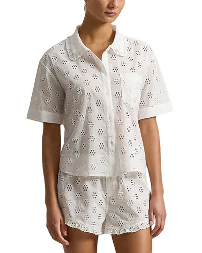 Polo Ralph Lauren Eyelet Embroidered Sleep Shirt In White