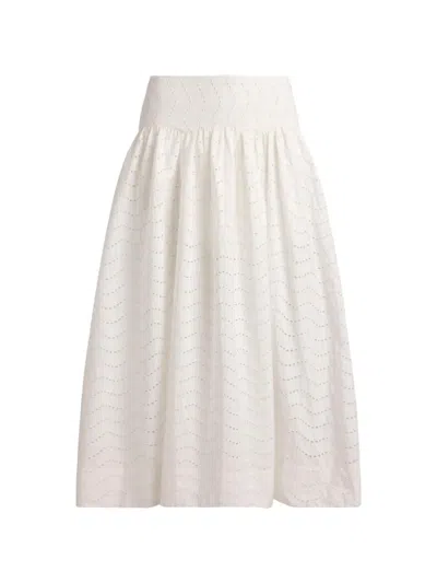 Polo Ralph Lauren Eyelet Shirred Skirt In White