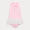 Polo Ralph Lauren Eyelet-skirt Knit Oxford Dress & Bloomer In Carmel Pink Multi