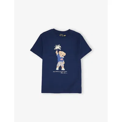 POLO RALPH LAUREN BOYS' BEAR SHORT-SLEEVES COTTON-JERSEY T-SHIRT