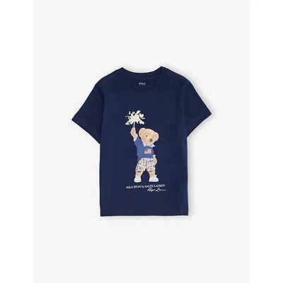 POLO RALPH LAUREN BOYS' POLO BEAR GRAPHIC-PRINT COTTON-JERSEY T-SHIRT PF24 NAVY B