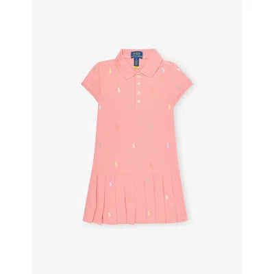 Polo Ralph Lauren Kids' Faded Peony Girl's Embroidered Pleated Cotton-piqué D