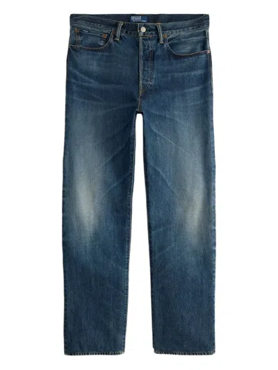Polo Ralph Lauren Faded Straight Cotton Jeans In Blue