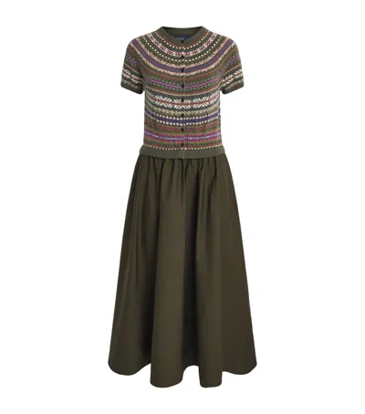 Polo Ralph Lauren Fair Isle Cardigan Midi Dress In Green