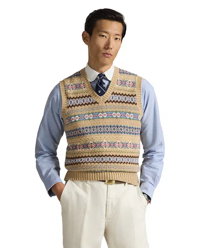 Polo Ralph Lauren Fair Isle Cotton Wool Sweater Vest In Blue
