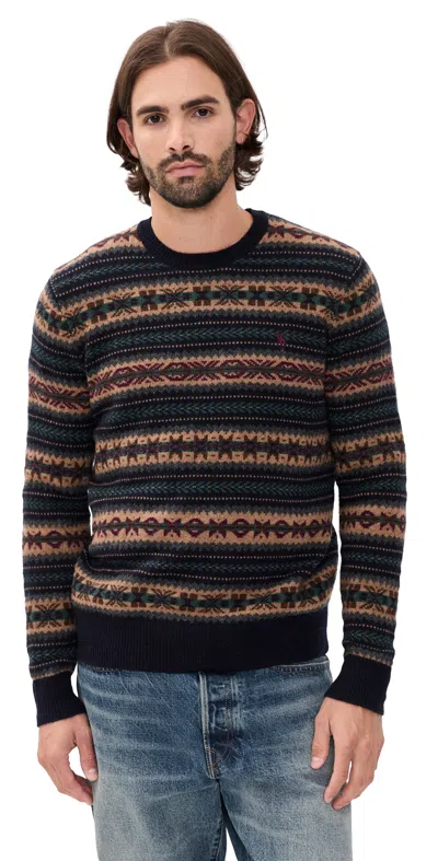 Polo Ralph Lauren Fair Isle Crew Neck Sweater Navy Combo In Blue
