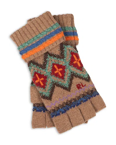 Polo Ralph Lauren Fair Isle Fingerless Gloves In Brown