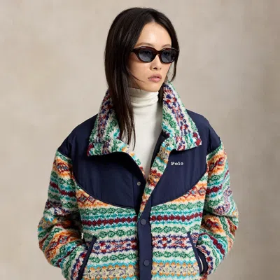 Polo Ralph Lauren Fair Isle High-pile Fleece Mockneck In Multi