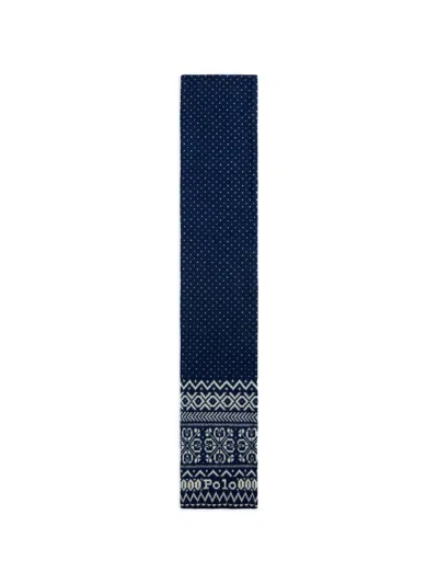 Polo Ralph Lauren Fair Isle Motif Scarf In Blue