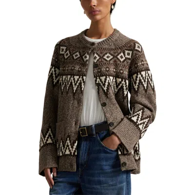 Polo Ralph Lauren Fair Isle Wool Blend Cardigan In Brown
