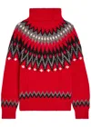 Polo Ralph Lauren Wool Blend Long Sleeve Turtleneck Pullover Sweater Fireside Red Multi In Red