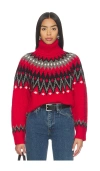 Polo Ralph Lauren Fair Isle Wool Blend Turtleneck Sweater In Red