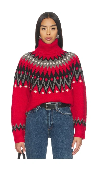 Polo Ralph Lauren Fair Isle Wool Blend Turtleneck Sweater In Red