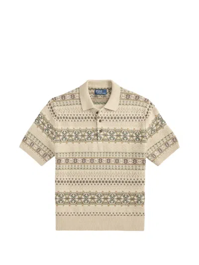 Polo Ralph Lauren Fair Isle Sweater Polo Shirt In Neutral