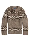 Polo Ralph Lauren Fairisle-pattern Crew-neck Cardigan In Brown