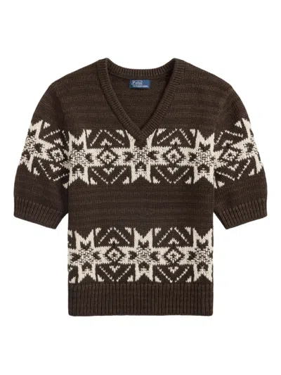 Polo Ralph Lauren Fairisle-pattern V-neck Sweater In Multi