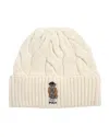 Polo Ralph Lauren Cream Polo Bear Wool Blend Beanie In Neutral