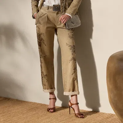 Polo Ralph Lauren Fallon Embellished Cotton Chino Pant In Lux Tan