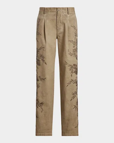 Polo Ralph Lauren Fallon Embellished Cotton Chino Pants In Tan