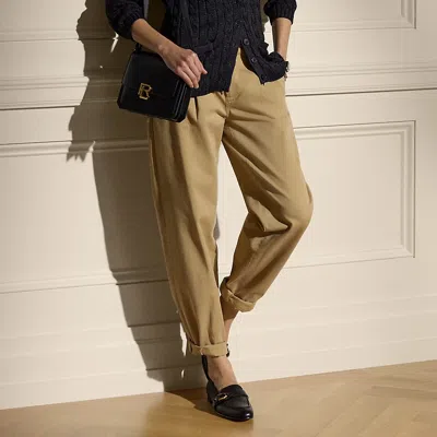 Polo Ralph Lauren Fallon Pleated Cotton Chino Pant In Lux Tan