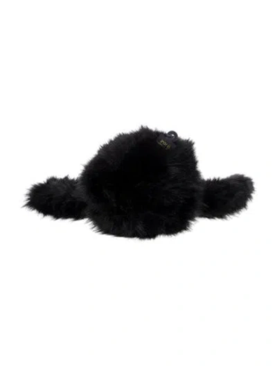 Pre-owned Polo Ralph Lauren Faux Fur Earflap Hat W/tags In Black