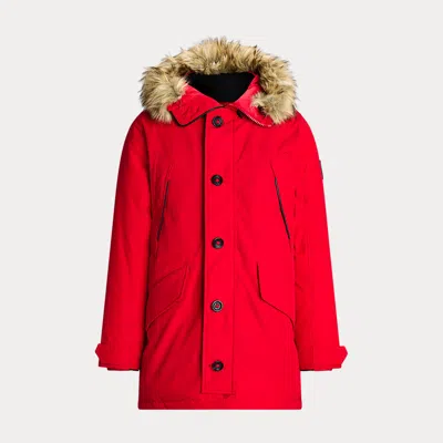 Polo Ralph Lauren Faux-fur-trim Down Hooded Coat In Red