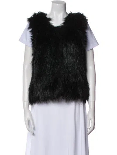 Pre-owned Polo Ralph Lauren Faux Fur Vest In Black
